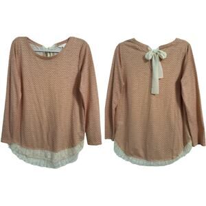 LC NWOT Women's M Cottagecore Floral Lace Bow Long Sleeve Top Soft Girl Coquette